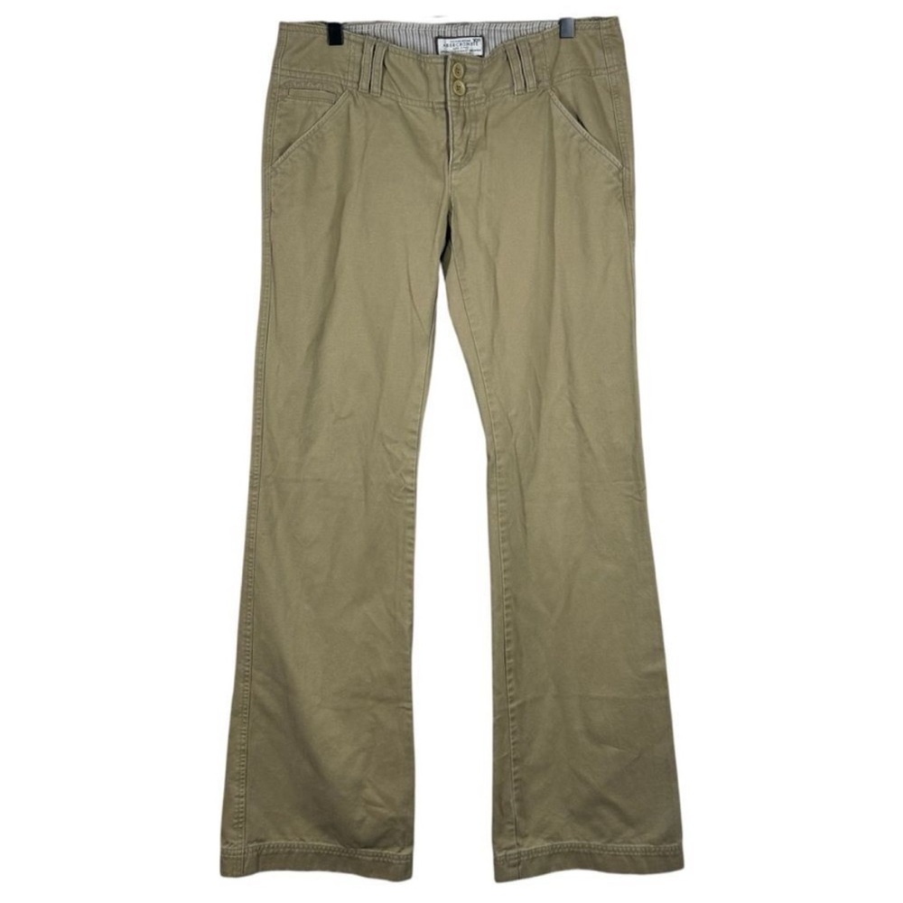 Vintage Y2K Abercrombie & Fitch Low Rise Khaki Flare Jeans 2000s Size 4 Long